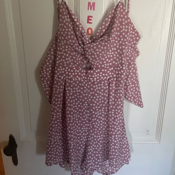 Shein purple and white flower romper worn once